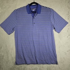 Greg Norman Play Dry Amethyst Wht Stripe Polo Shirt Moisture Wicking Sz XL