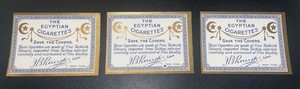 3 Antique “The Egyptian Cigarettes” Unused Labels NOS New York U.S.A