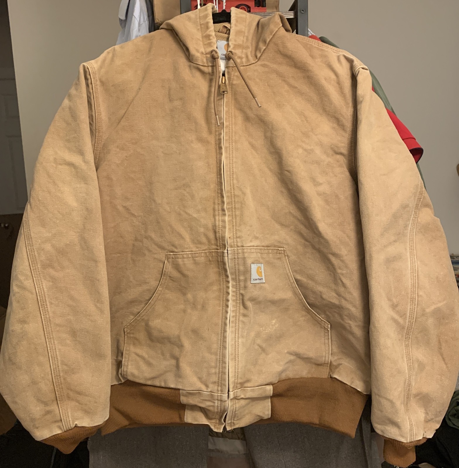 Y2K Carhartt Beige Canvas Active Jac Jacket Hoodie - Size L?