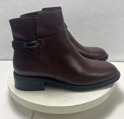Vagabond Sheila Side Zip Boots Womens 40/10 Brown Leather Round Toe Block Heels