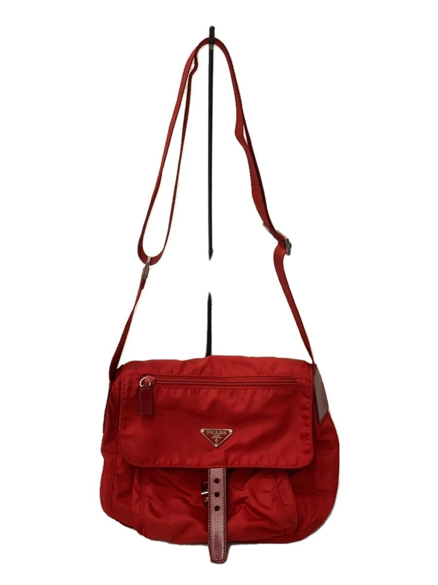 Prada Red Nylon Plain Shoulder Bag-image