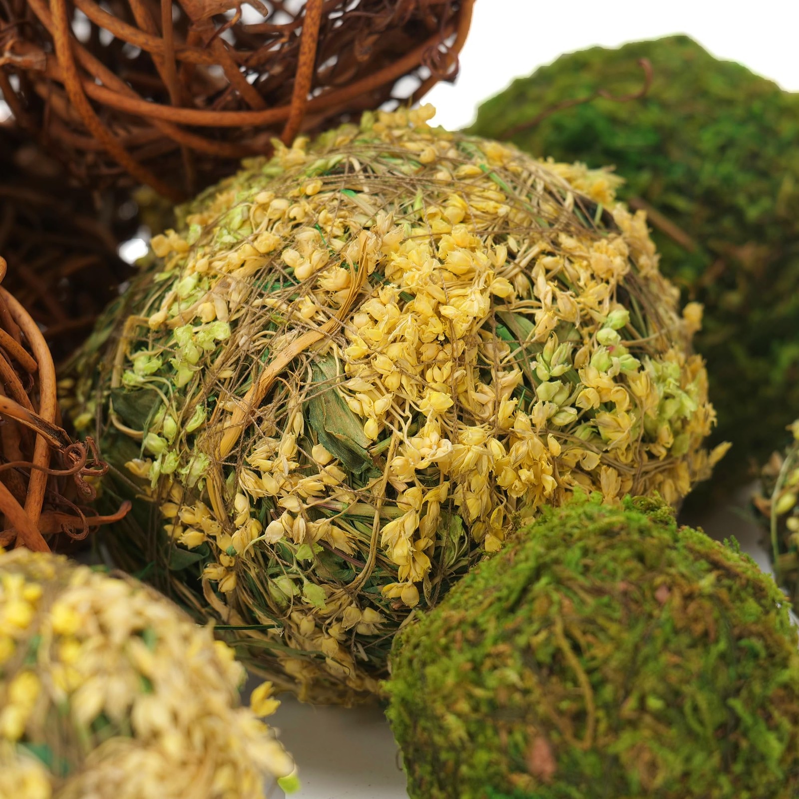 Decorative Balls for Centerpiece Bowls, 18pcs Fake Moss Balls + Wicker Rattan...