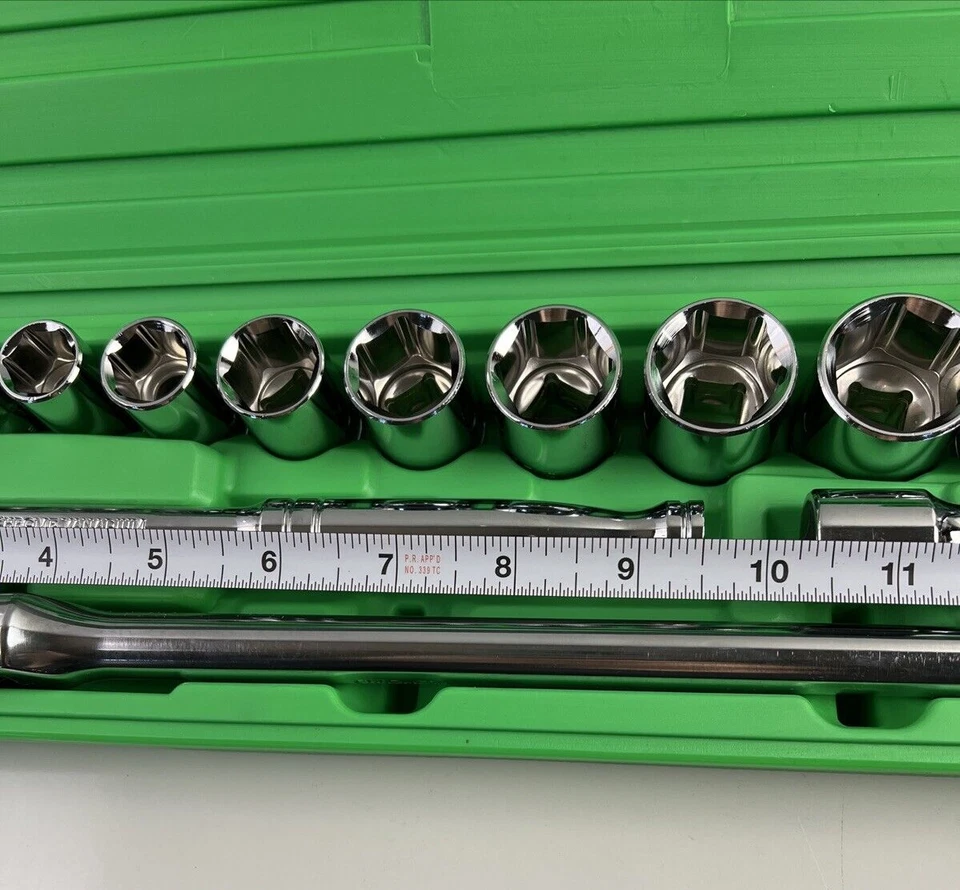 Empuñadura 16 piezas/17 con estuche - Juego de enchufes de 6 puntos con trinquete de cabeza redonda NUEVO Foto 3 de 4