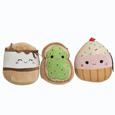 Squishmallows Lot 8'' Clara Cupcake Carmelita S'more Sinclair and Avocado Toast
