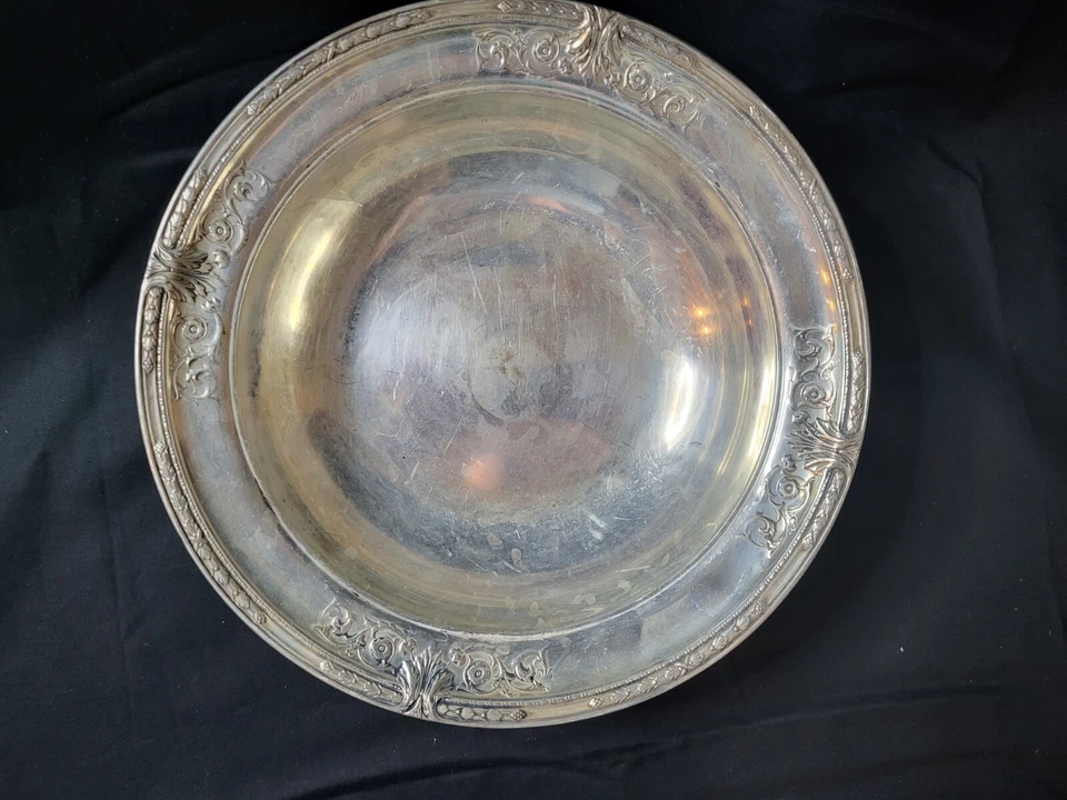 古董经典玫瑰设计复古大碗镀银 1947 — 第 2/4 张图片