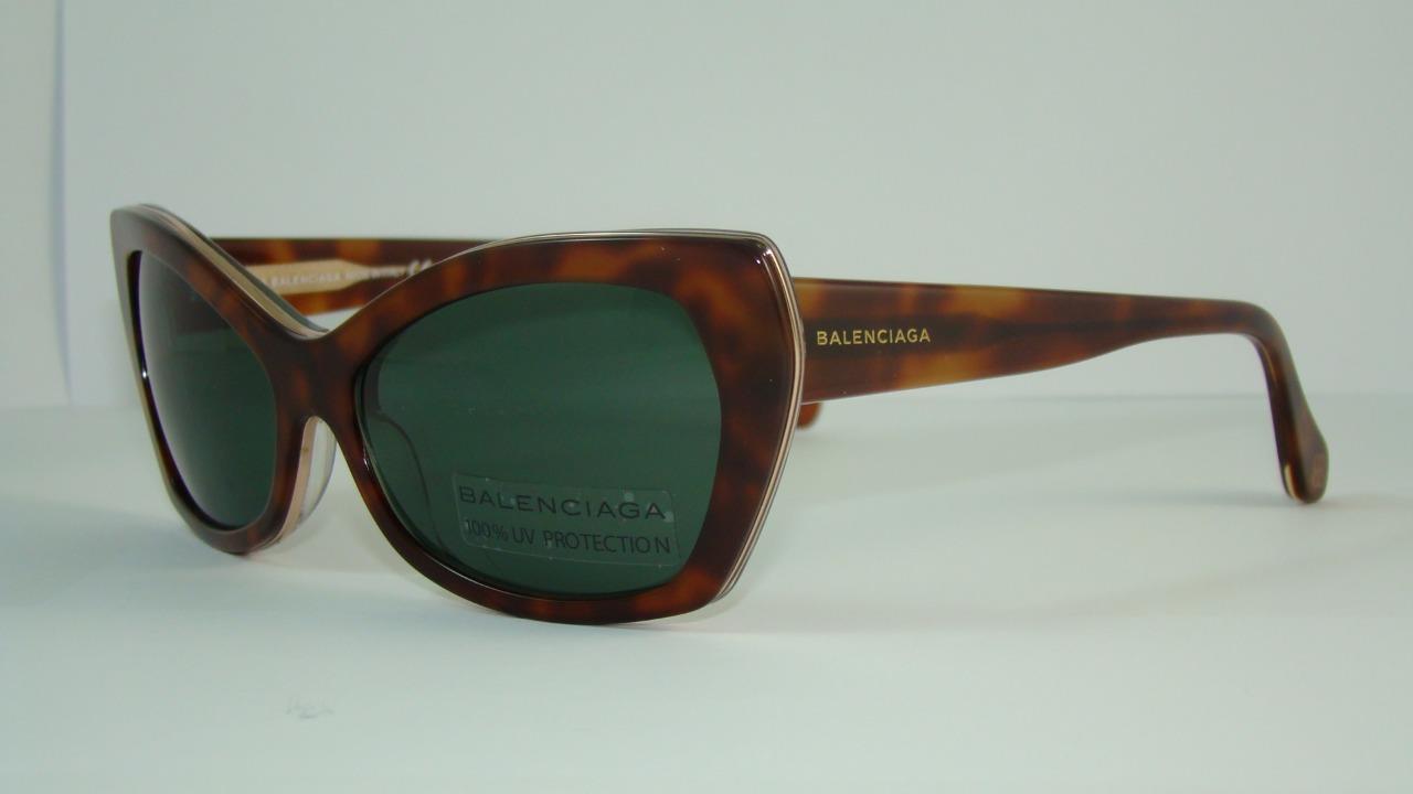 BALENCIAGA PARIS BA 0006 52N Havana WOMEN SUNGLASSES GREEN LENS Size 58