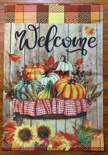 Welcome Fall 12 X 18 In Garden flag Autumn Harvest Fall Pumpkin Double Sided