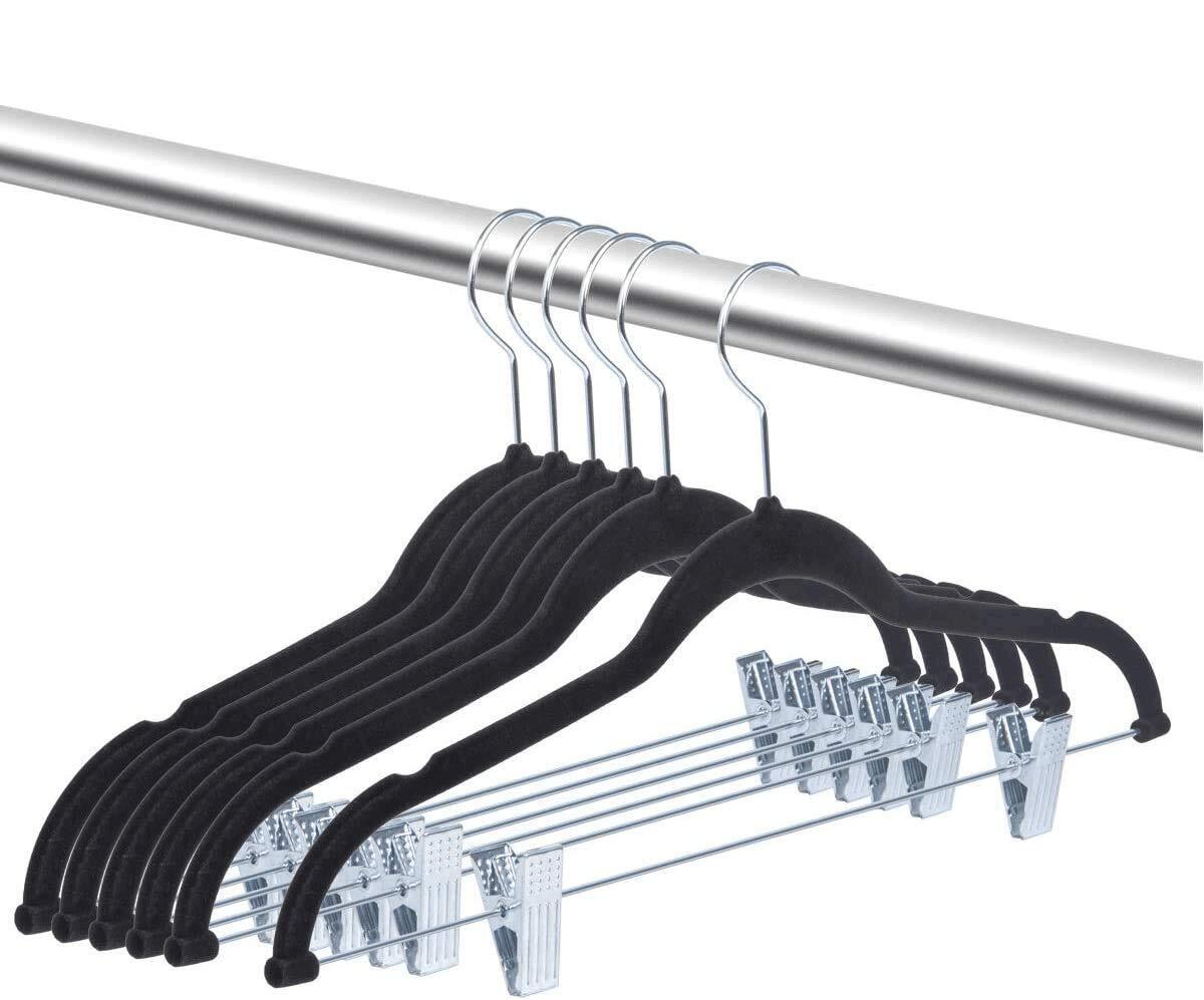 Pants Hangers 20-Pack 16.7-Inch Long Velvet with Adjustable Non-Slip Clips for Secure Clothing Storage-image
