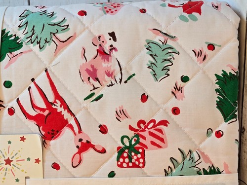 Cath Kidston London Ditsy Ciervo Rosa Vacaciones Navidad Edredón Doble 63" x 87" Nuevo - Imagen 4 de 5