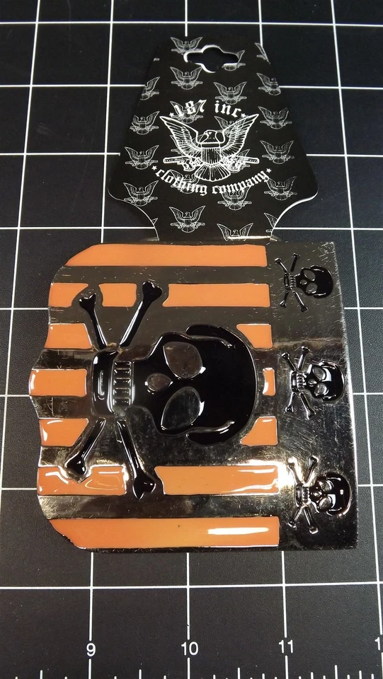 COLECCIONABLE ACABADO BRILLANTE ESMALTE-ACERO INOXIDABLE HEBILLA CINTURÓN CALAVERAS Foto 4 de 4