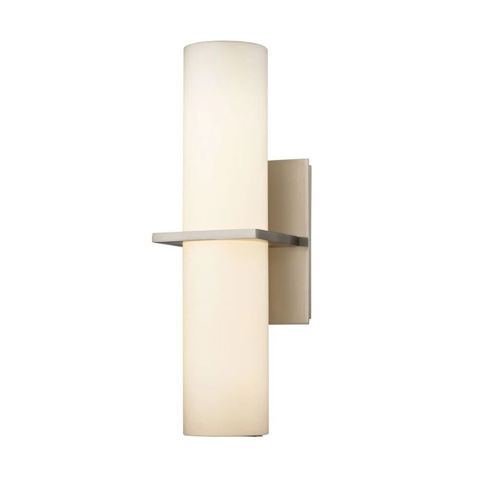 Modern Contemporary LED Light Wall Sconce silver with Satin White Glass 14" TALL - Image 2 of 4