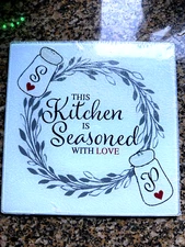 8" White Black Square Glass Cutting Charcuterie Chopping Cheese Appetizer Board