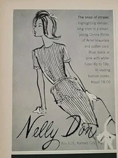 1964 Nelly Don Women's Long Line Donna Petite Striped Dress  vintage Fashion ad