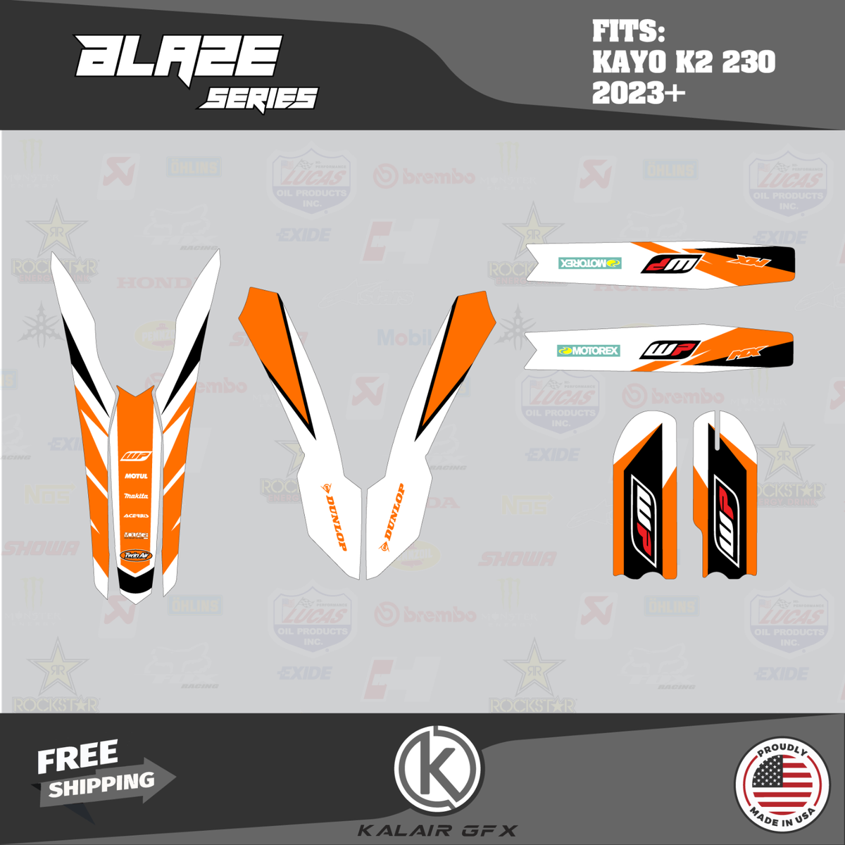Graphics Kit for Kayo K2 230 All Years Blaze - ORANGE | eBay