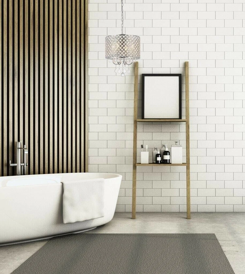 Chandelier Bedroom Dining Room Crystal Pendant Ceiling Light Fixture Chrome 14in - Image 3 of 4