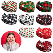 9 Pieces Christmas Twisted Headbands Christmas Stretchy Head Wrap Elastic Hea...