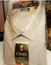 Chaps TALL FIT Gray Multi /Flex Collar/Mens Size 22 36/37 Long Sleeve/ Comfort