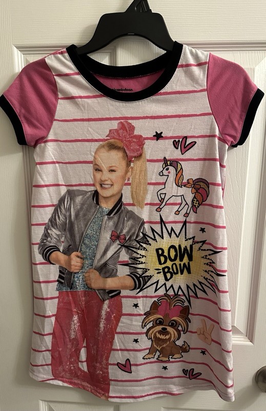 JoJo Siwa Nickelodeon Pink Girls Nightgown L Large Pajamas Summer Short Sleeve