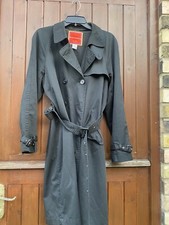 Women’s Isaac Mizrahi For Target Black Mac Trench Coat Double Breasted Size Larg