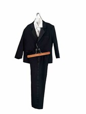 Spring Notion Boys Satin Trim Tuxedo 4Pcs Suit Black /White Size 6