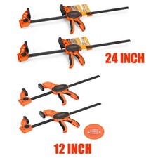 Jorgensen 2PACK 12"/24" One-Handed Bar F Clamp E-Z Hold Bar Clamp Set Quick-Grip