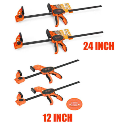 Jorgensen 2PACK 12''/24'' One-Handed Bar F Clamp E-Z Hold Bar Clamp Set Quick-Grip