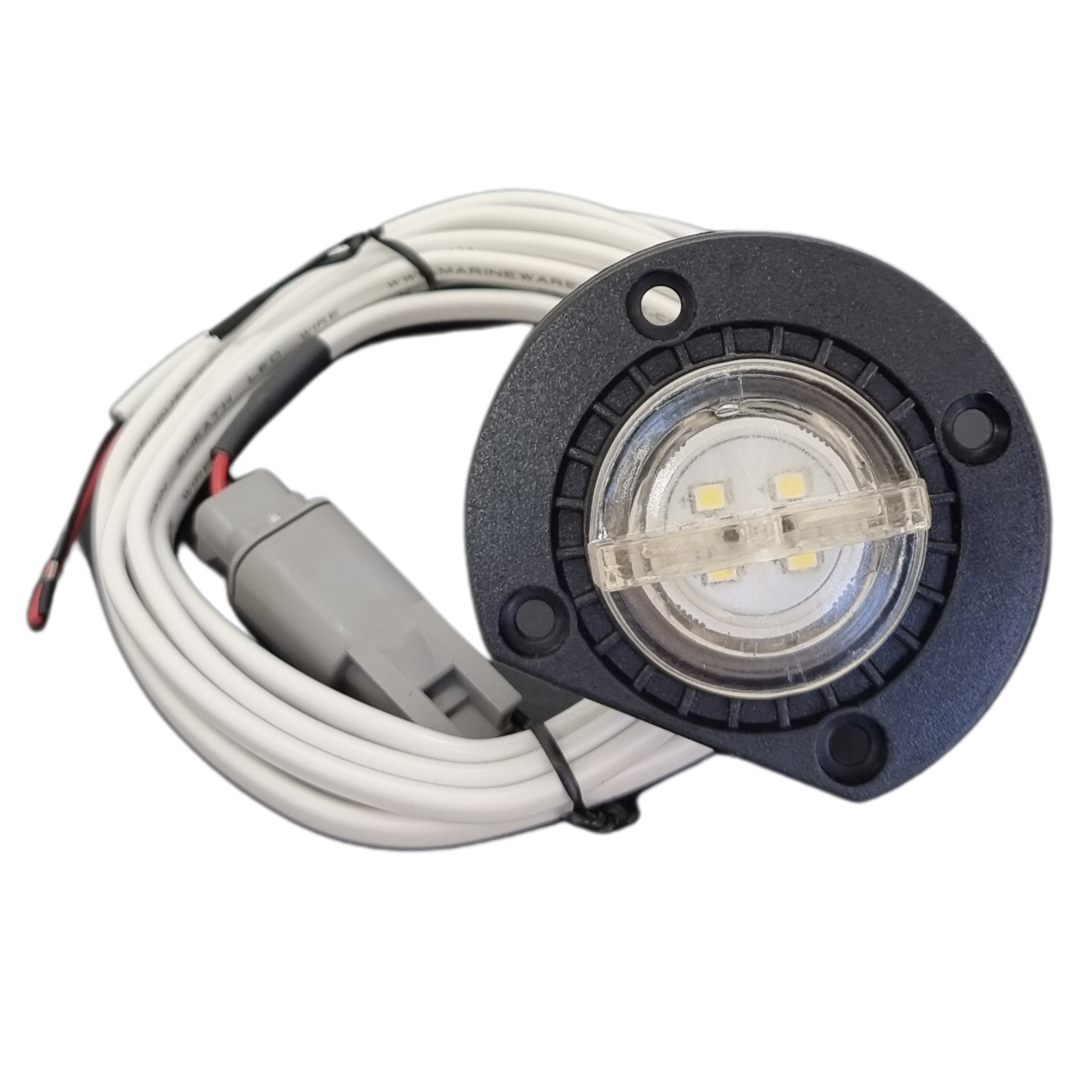 Blue LED Bung Light with Base Mount 12V Marine Tinned Wire Fully