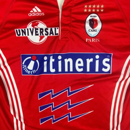 Maglia Stade Francais Paris Uomo Extra Large XL Rossa Adidas France Rugby Vintage - Foto 5 di 12