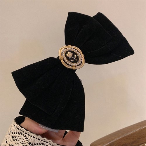 Black Velvet Bow Hairclips - Elegant Ribbon Bows Hairpins Women Hair Accessories - Picture 8 of 14