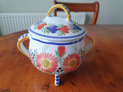 HENRIOT QUIMPER DECKELTOPF/SCHALE MIT FUSS