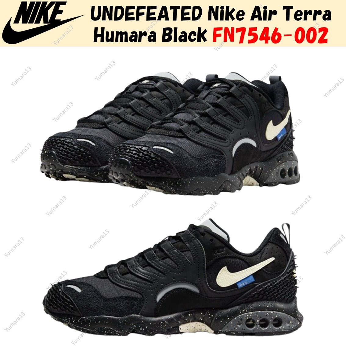 UNDEFEATED Nike Air Terra Humara Black FN7546-002 Men's Size UNDEFEATED Nike Air Terra Humara Black FN7546-002 Men's Size
