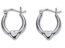 HEART HOOP STERLING SILVER 3/4" DIAMETER EARRINGS