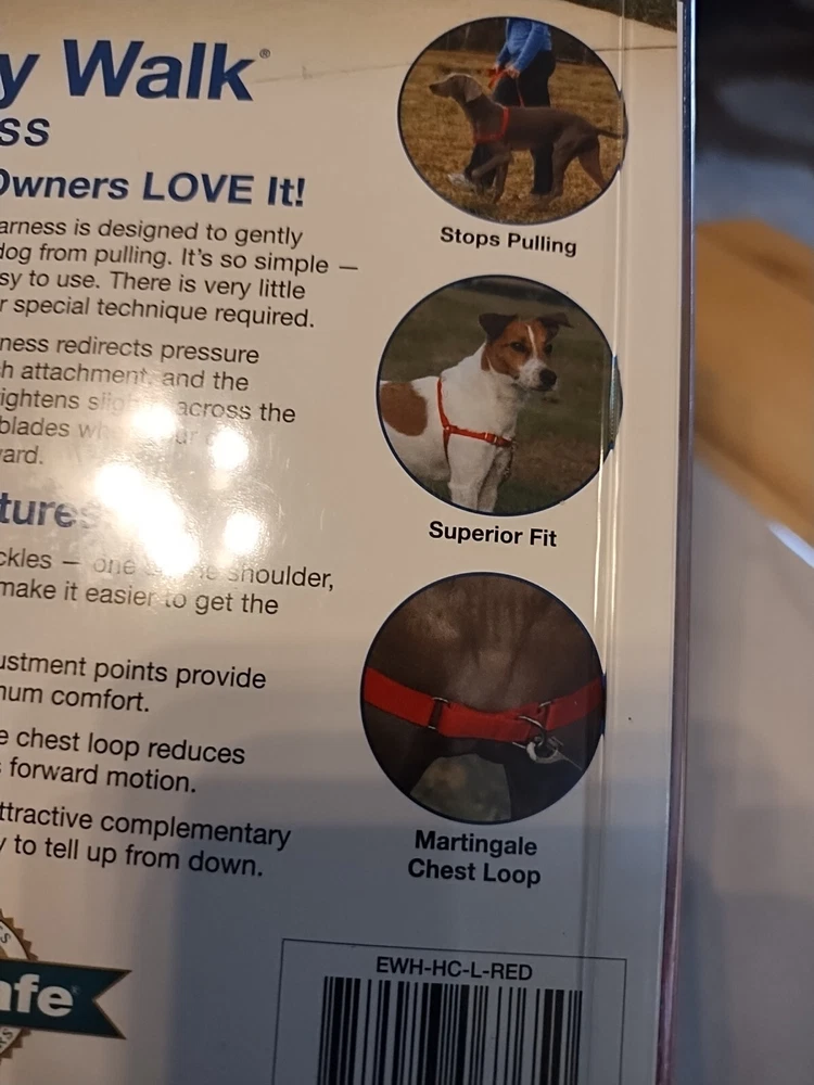 Dog Harness Easy Walk by Pet Safe New Size Large 26-36" Red & Black NEW