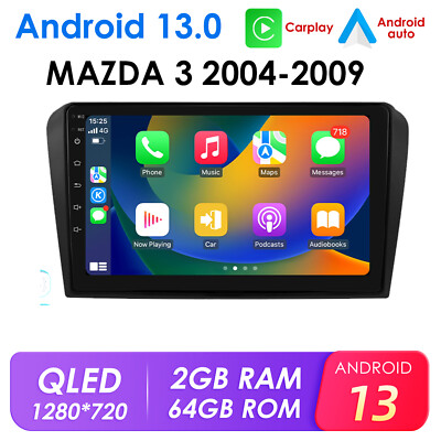 9'' For Mazda 3 2004-2009 Android 13 Carplay Car GPS WIFI Radio Stereo RDS 2+64GB