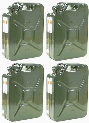 4x Stahlblech Kanister 20 Liter olivgrün Stahl Benzinkanister Benzin Diesel grün - Bild 1 von 2