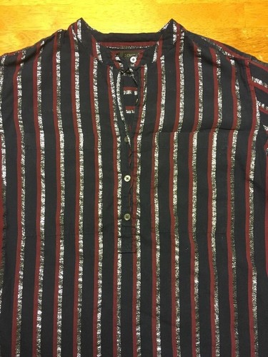 J. Crew Women's Blue, Red & Silver Striped 3/4 Sleeve Sheer Dress Shirt Size: 2 - Picture 3 of 12