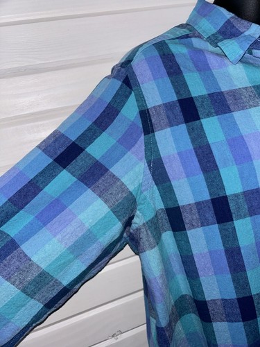 Roaman’s Sz PLUS 20W Blue Plaid Linen Cotton Button Up Tunic Washable EUC - Picture 4 of 9