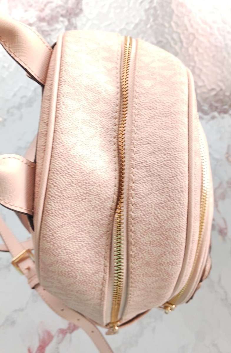 Michael Kors Abbey Pink Signature‎ 3D Floral Applique Backpack Gold Hardware Michael Kors MEDIUM Pink Abbey Signature MK Logo Applique  main image 3