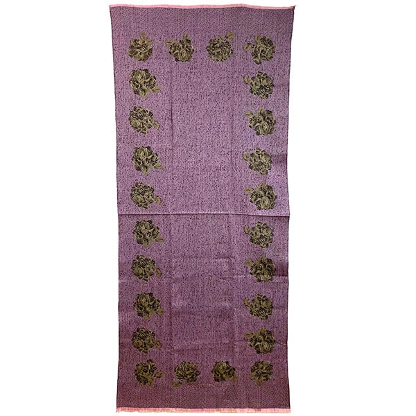 ■Authentique étole fleur rose ocre marron foncé marron foncé