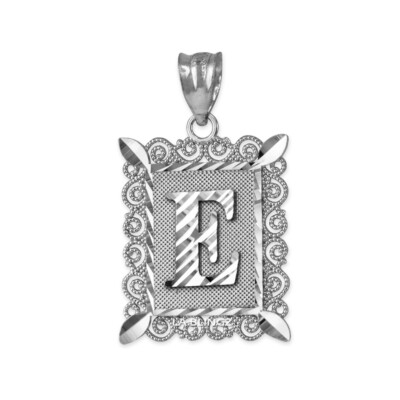 Sterling Silver Filigree Letter Initial A-Z Personalized Charm Pendant (S/M/L)