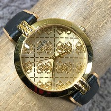 Guess Women GW0027L1 Dress Logo Gold Dial Leather Quartz 35mm Watch 7 1/4"
