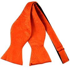 New men self tie free style bowtie paisley polyester formal wedding prom orange