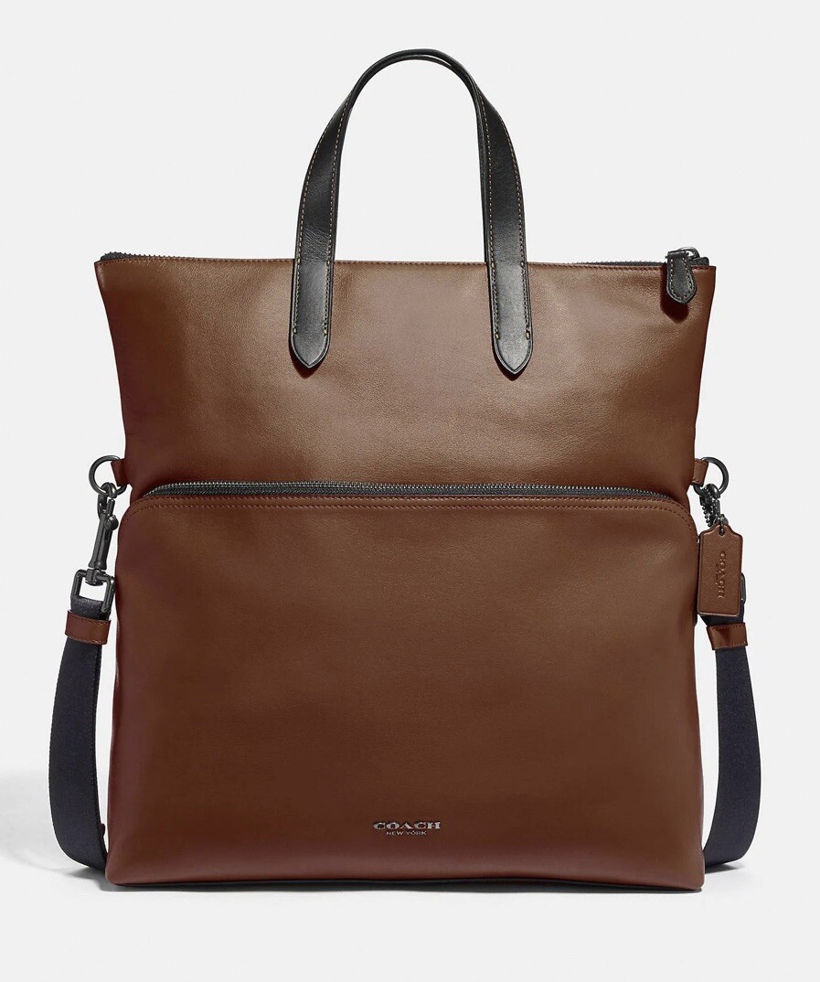 NWT Coach Graham Foldover Tote Crossbody Messenger in Saddle Leather