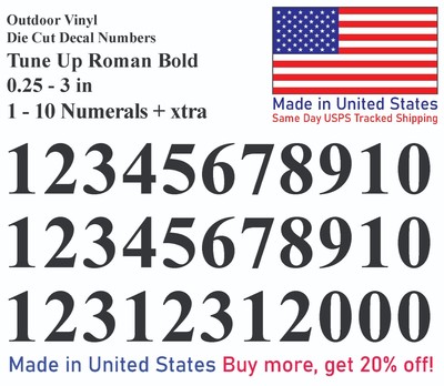 2X1-10+ Tuned Up Roman Bold Vinyl Decal Numbers for Mailbox Door Address Locker