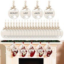Soaoo 24 Pcs Christmas Stocking Name Tags - Wooden DIY Farmhouse Xmas Hanging...