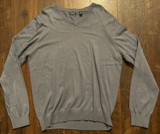 Izod Mens Light Blue V Neck Sweater Size L Large Business Casual Office Adult