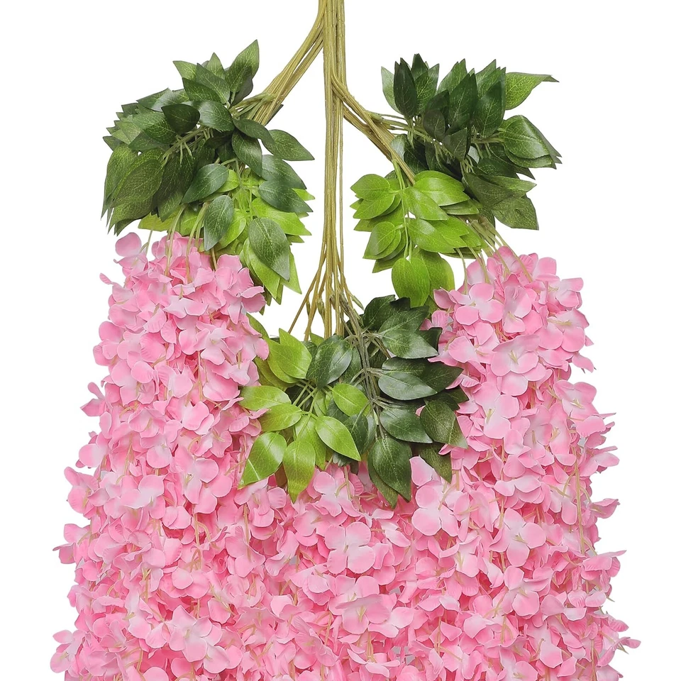 Pauwer 紫藤悬挂花朵 24 包假花花环人造紫藤... — 第 4/4 张图片