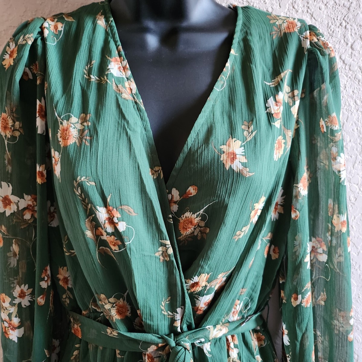 inspired hearts green floral dress Tie Strap Fit & Flare High Slit Slip Midi Dress main image 1