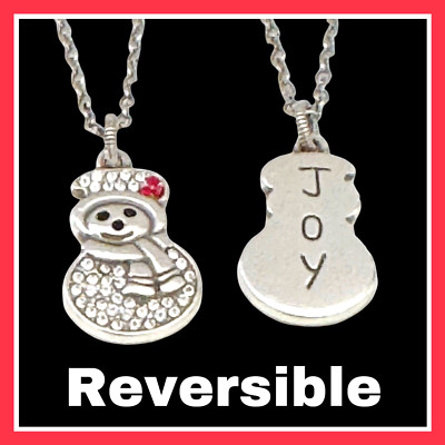 Brighton LIL SNOWMAN Reversible Crystal Pendant Necklace JL4862 $48 NWT