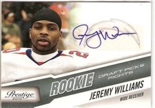 2010 PRESTIGE ROOKIE AUTOGRAPH SERIAL #/999 JEREMY WILLIAMS TULANE SD CHARGERS